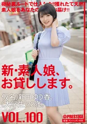 新・素人女孩，出租中。 100 假名)新田優香(大學生)22歲。