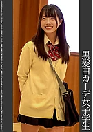 黒髪白カーデ女子学生 純白P